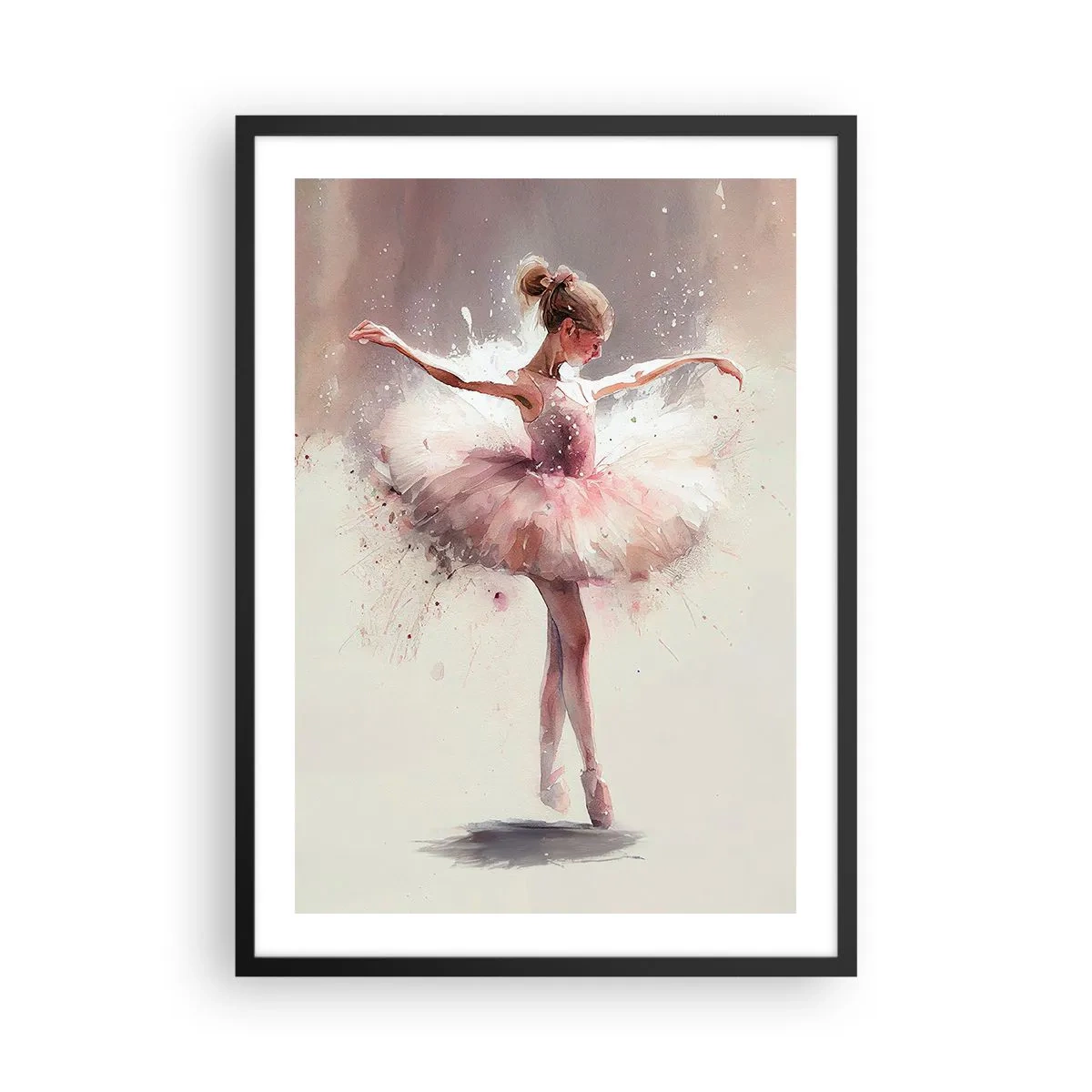 Pôster com moldura preta - Bailarina no movimento artístico - 50x70cm - Como um pássaro jovem - Decoração de parede moderna para a sala de estar e quarto ARTTOR