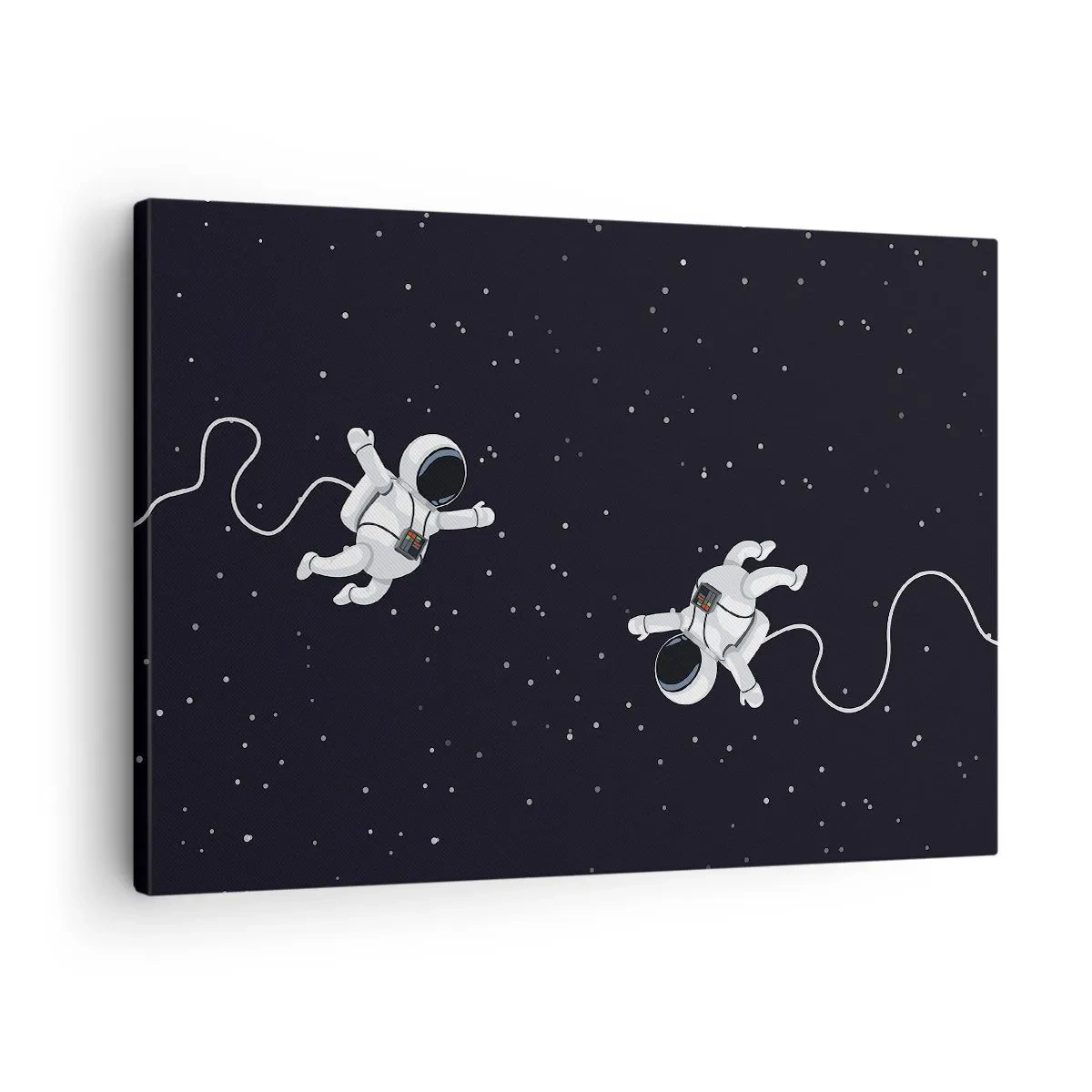 Quadro em tela - Astronautas flutuando no espaço com um cenário de estrelas - 70x50cm - Emaranhado Cósmico - Decoração de parede moderna para a sala de estar e quarto ARTTOR