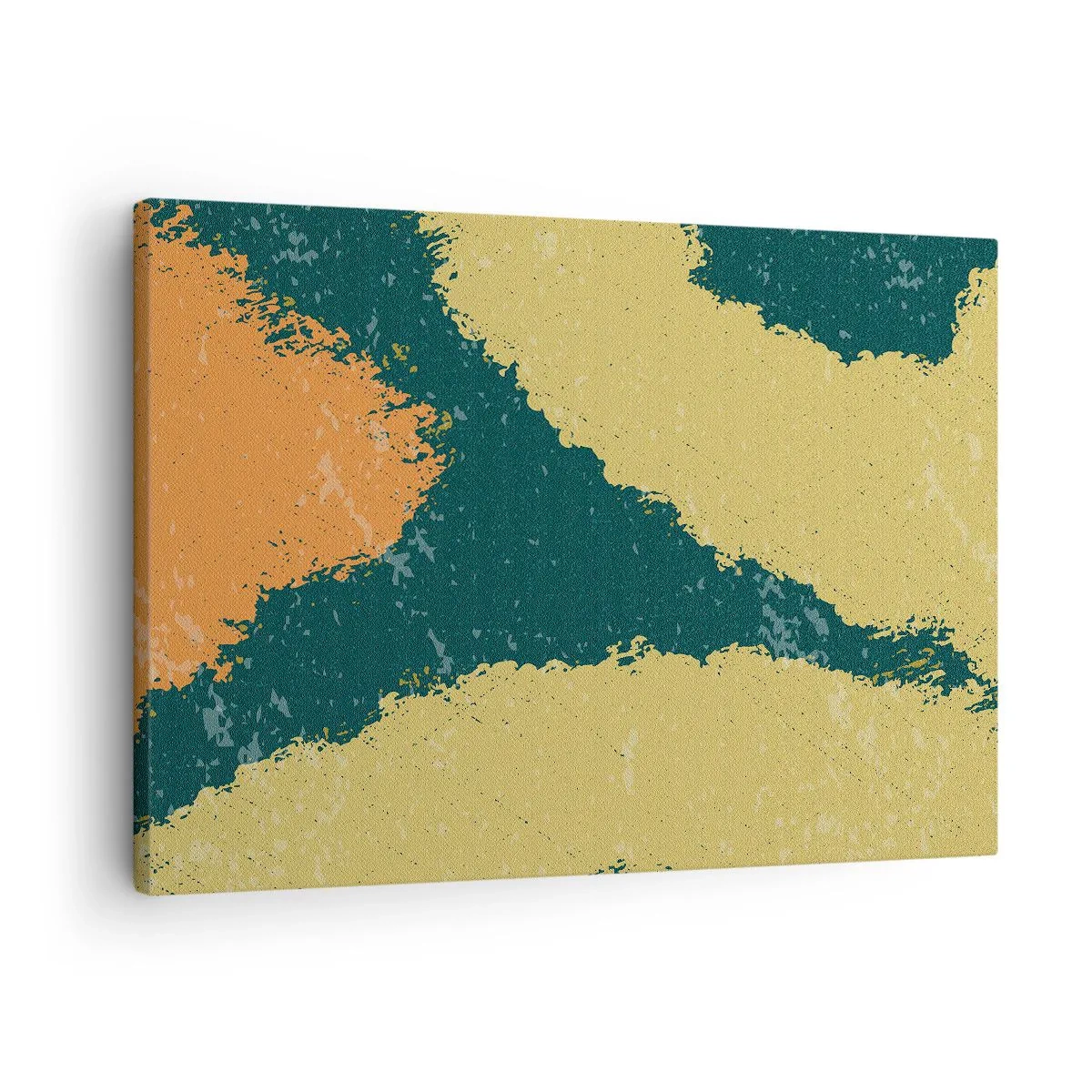 Quadro em tela - Manchas abstratas em cores terrosas e verdes - 70x50cm - Abstração – movimento lento - Decoração de parede moderna para a sala de estar e quarto ARTTOR