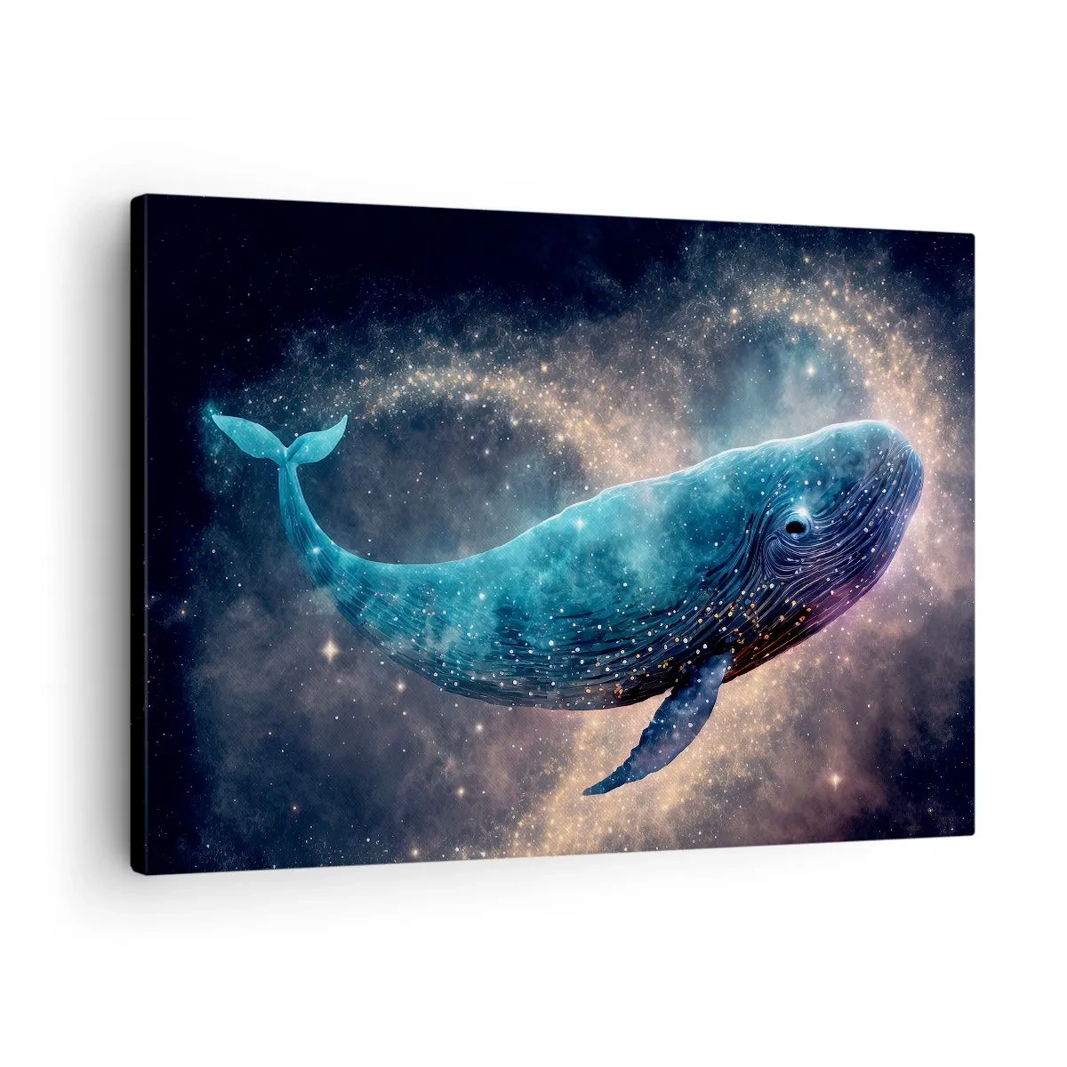 Quadro em tela - Uma baleia espacial com uma galáxia ao fundo - 70x50cm - Existe um mundo assim… - Decoração de parede moderna para a sala de estar e quarto ARTTOR
