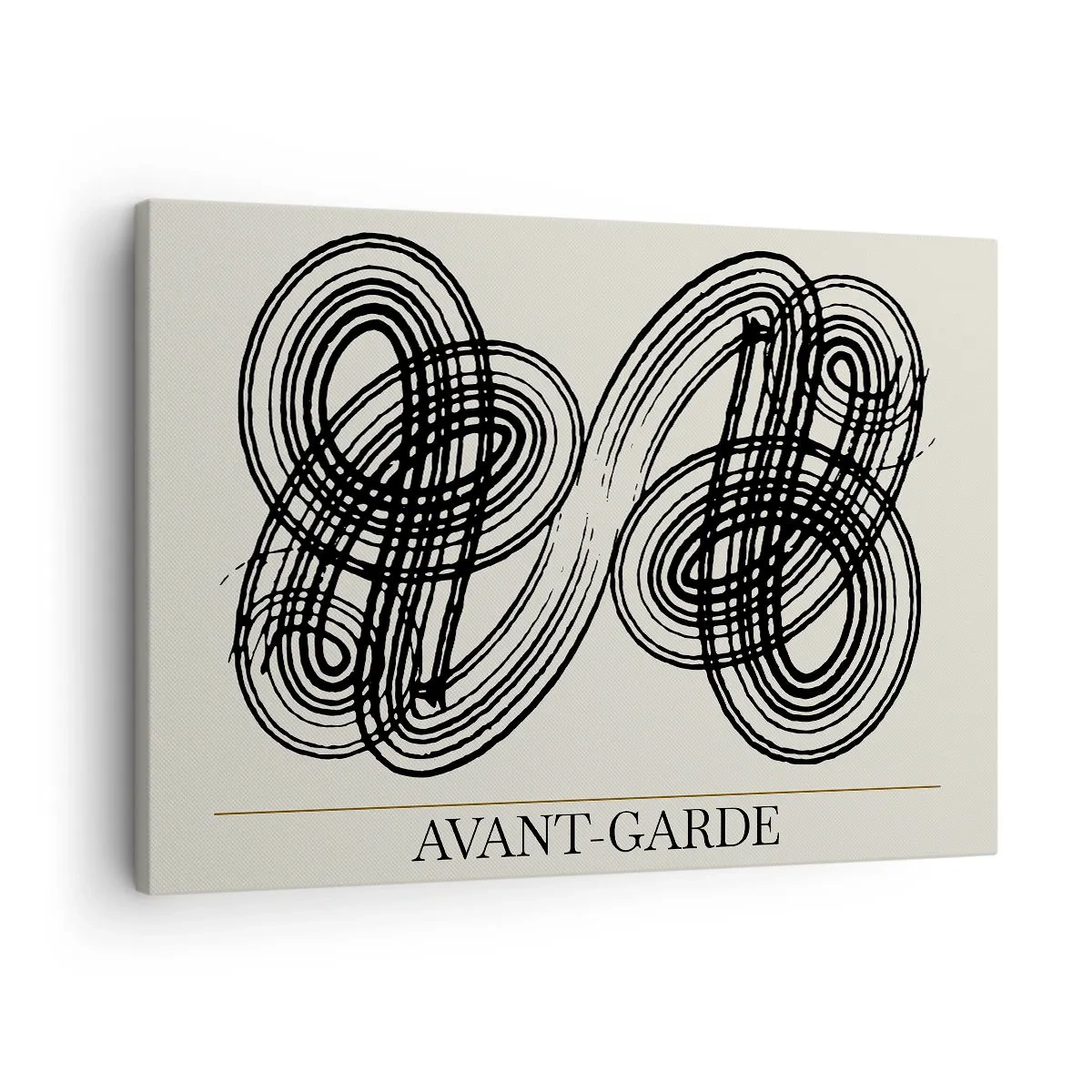 Quadro em tela - Linhas pretas abstratas sobre fundo claro em estilo vanguardista. - 70x50cm - Saiu espontaneamente - Decoração de parede moderna para a sala de estar e quarto ARTTOR