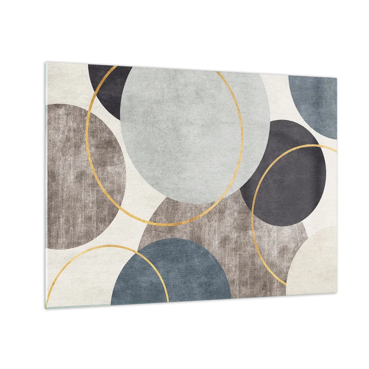 Quadro em vidro - Uma composição de círculos em cores suaves - 70x50cm - Roda por roda - Decoração de parede moderna para a sala de estar e quarto ARTTOR