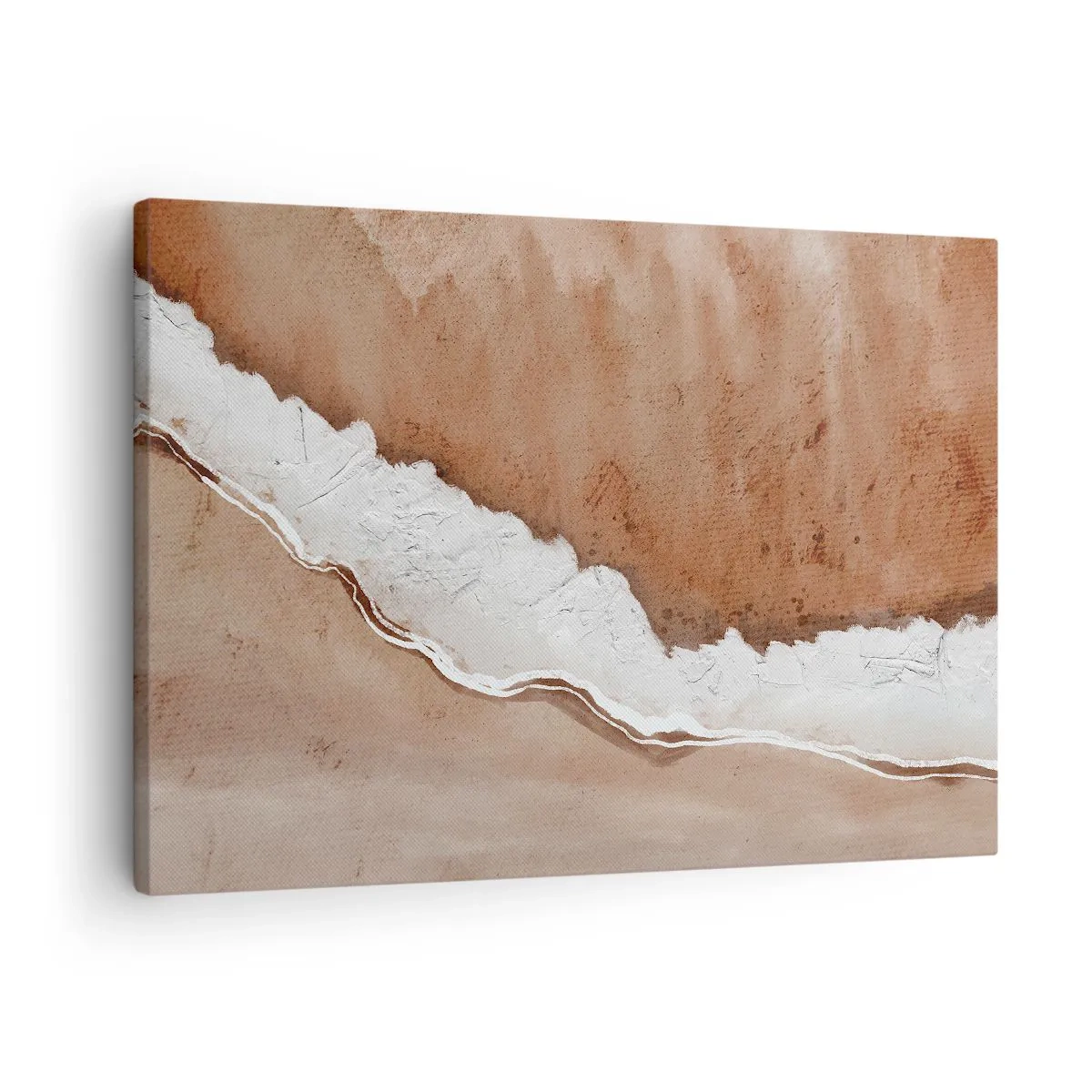 Quadro em tela - Textura de areia com detalhes em branco - 70x50cm - Nas cores da terra - Decoração de parede moderna para a sala de estar e quarto ARTTOR