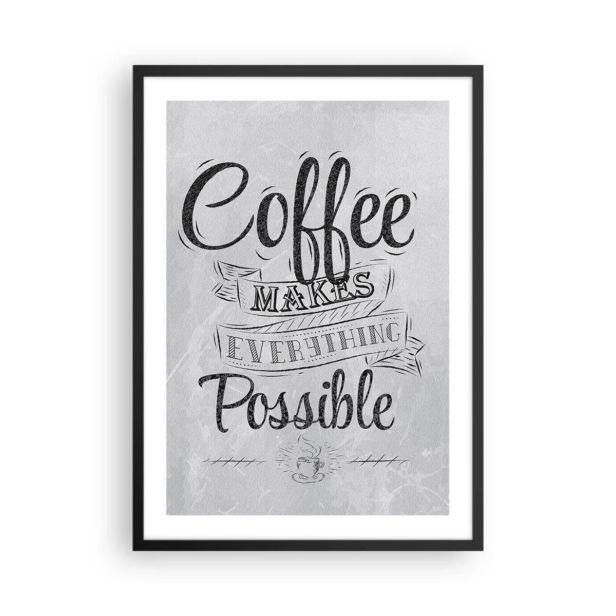 Pôster com moldura preta - Cartaz motivacional sobre café - 50x70cm - Como podes não amar café - Decoração de parede moderna para a sala de estar e quarto ARTTOR