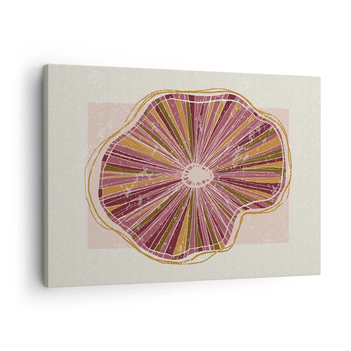 Quadro em tela - Padrão de fatias de árvore abstratas em tons de rosa - 70x50cm - Abstração radiante - Decoração de parede moderna para a sala de estar e quarto ARTTOR