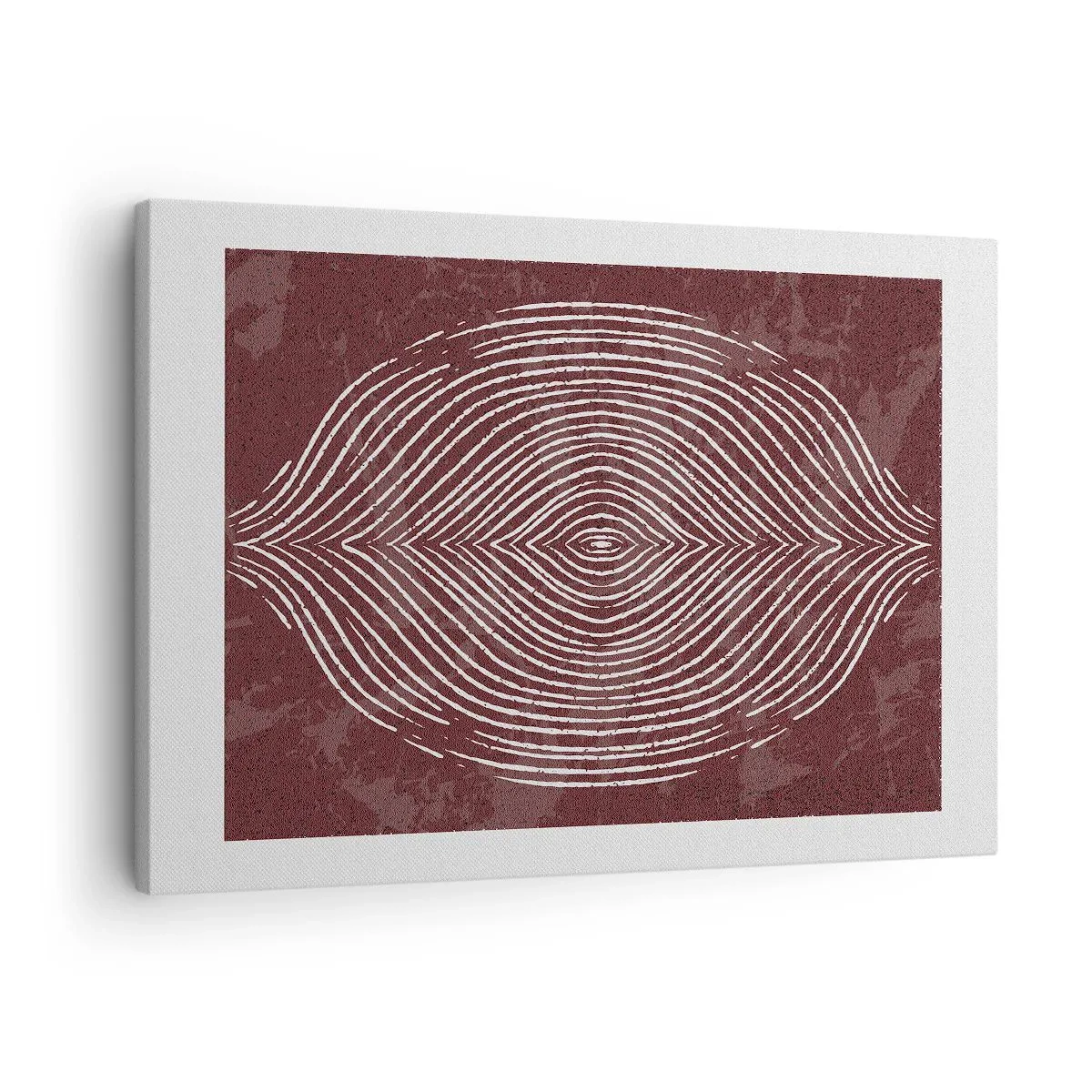 Quadro em tela - Ondas simétricas em linhas brancas sobre fundo marrom - 70x50cm - O espaço fala - Decoração de parede moderna para a sala de estar e quarto ARTTOR