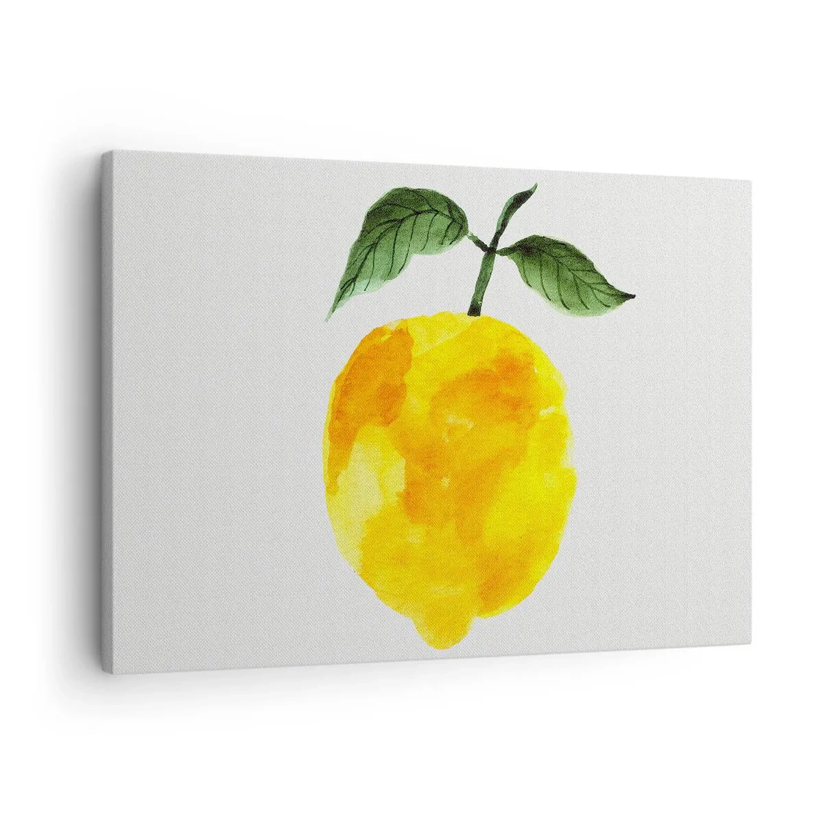 Quadro em tela - Limão em aquarela com folhas verdes em fundo claro - 70x50cm - Como saborear o sol - Decoração de parede moderna para a sala de estar e quarto ARTTOR