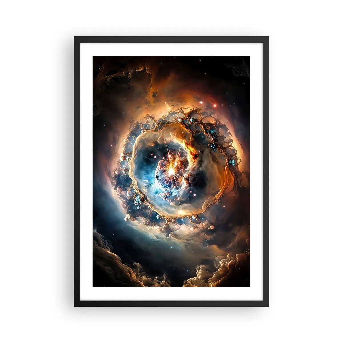 Pôster com moldura preta - Uma explosão cósmica de luz e energia no espaço galáctico. - 50x70cm - Início - Decoração de parede moderna para a sala de estar e quarto ARTTOR