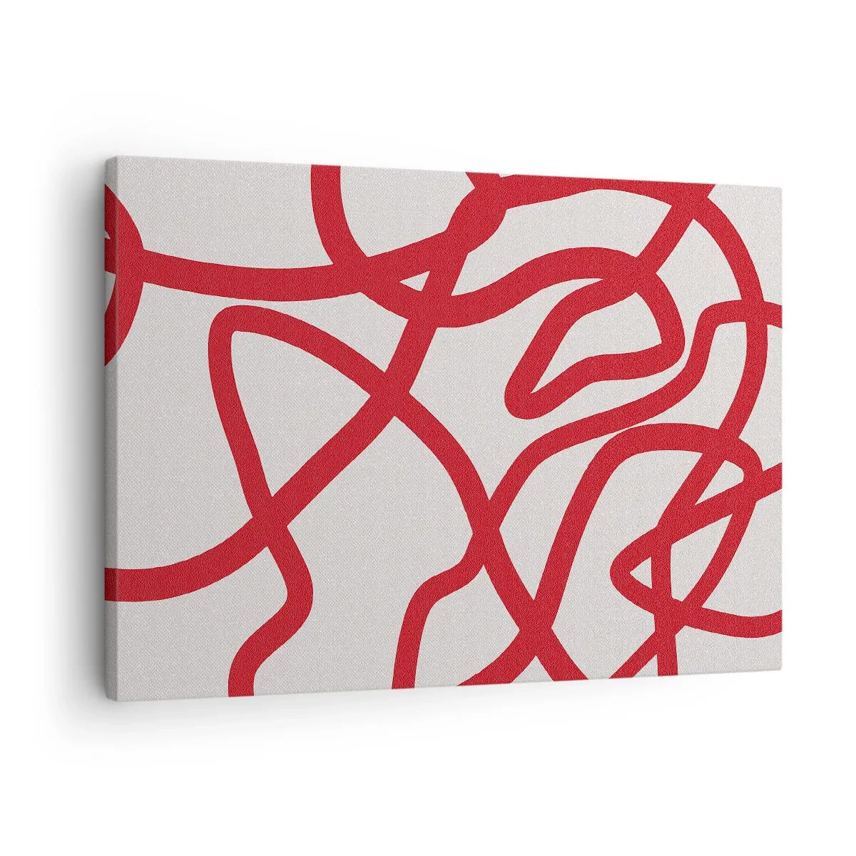 Quadro em tela - Linhas abstratas vermelhas em um fundo branco - 70x50cm - Vermelho em branco - Decoração de parede moderna para a sala de estar e quarto ARTTOR