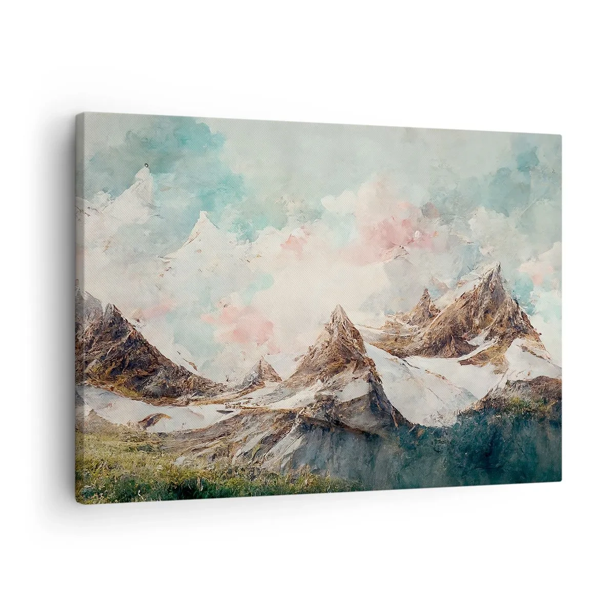 Quadro em tela - Montanhas pitorescas com céus em tons pastéis - 70x50cm - Lâminas de rocha - Decoração de parede moderna para a sala de estar e quarto ARTTOR