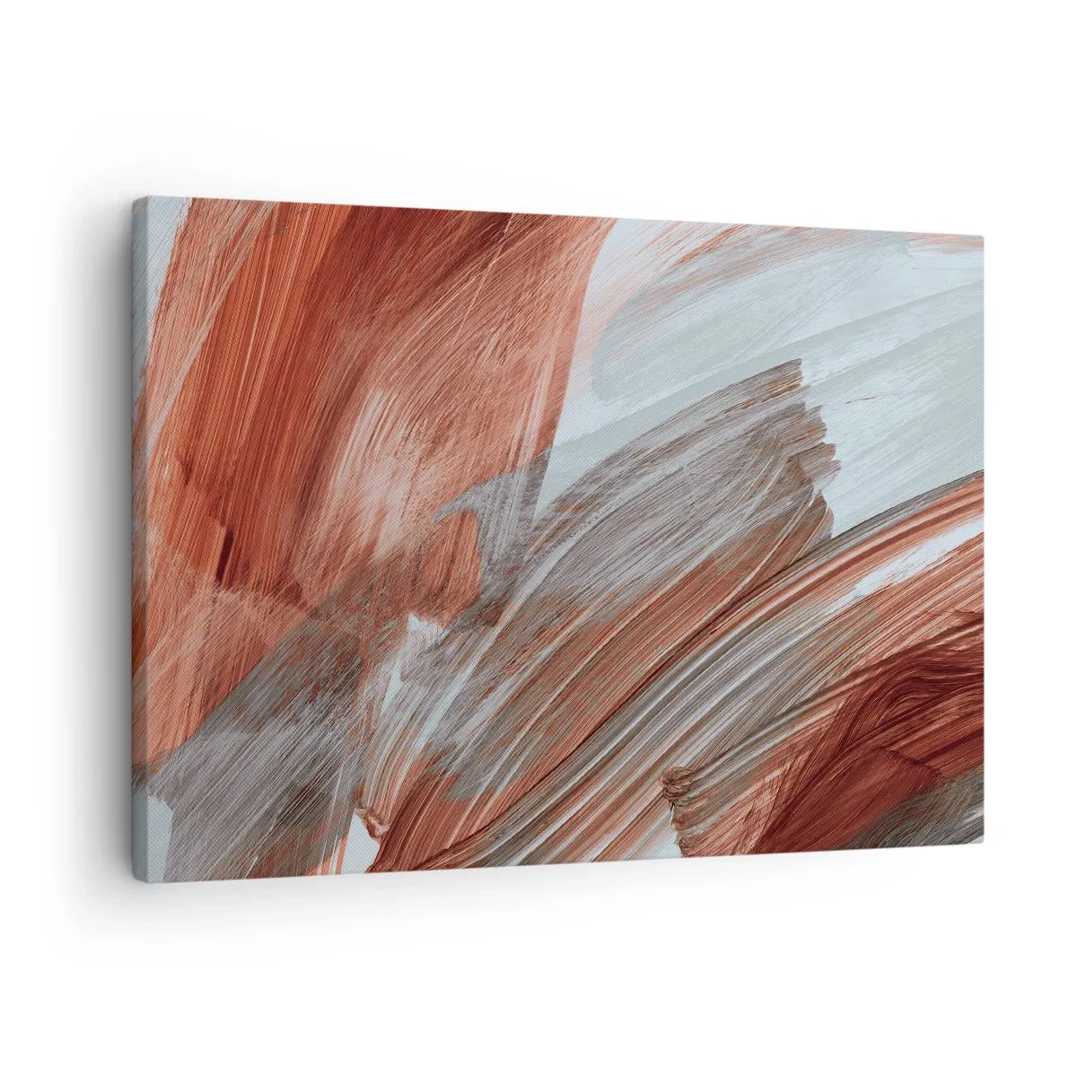 Quadro em tela - Pinceladas abstratas em tons de cobre e cinza - 70x50cm - Abstração de outono e vento - Decoração de parede moderna para a sala de estar e quarto ARTTOR