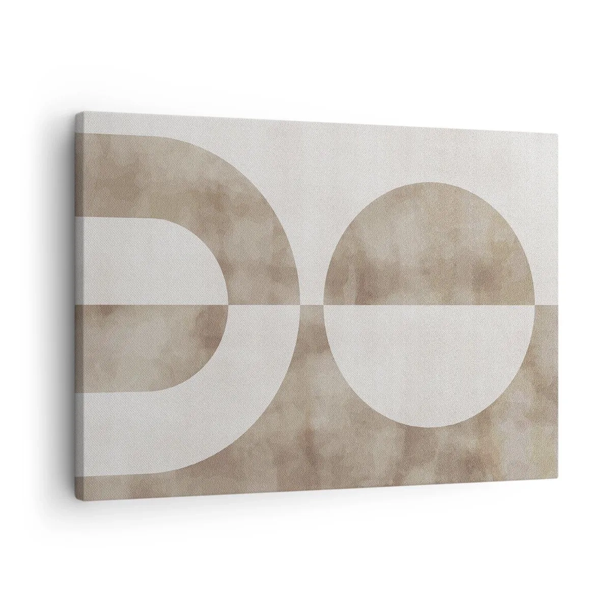 Quadro em tela - Uma pintura abstrata em tons de bege com formas geométricas e simetria. - 70x50cm - Semelhanças e diferenças - Decoração de parede moderna para a sala de estar e quarto ARTTOR