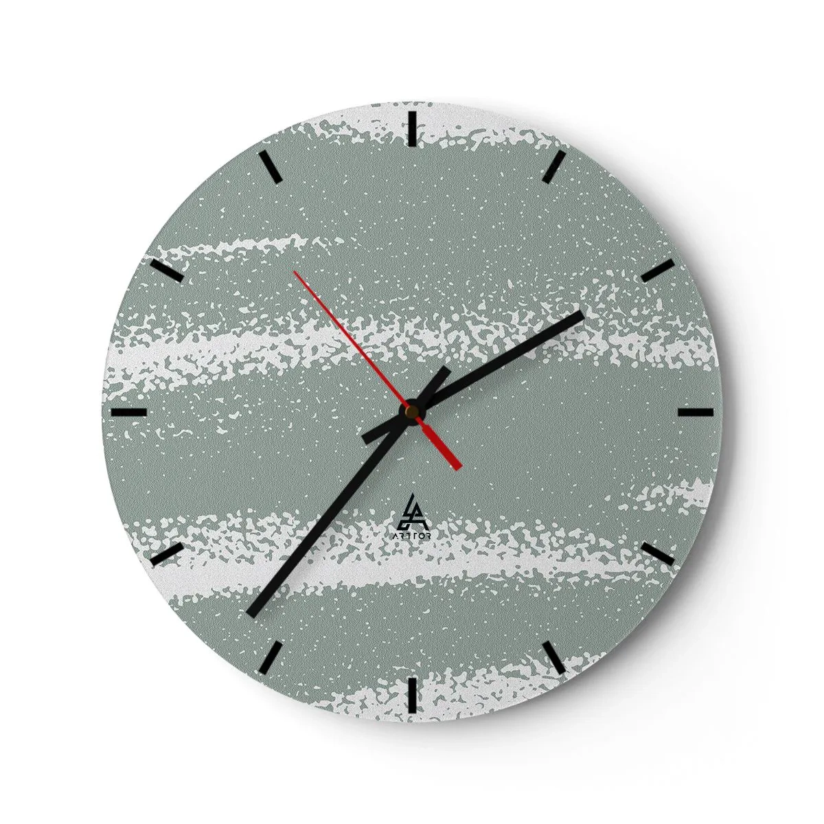 Relógio de parede - Relógio em vidro - Estrutura de inverno com abrasões em tom esverdeado - 30x30cm - Abstração em um clima de inverno - Decoração de parede moderna para a sala de estar, cozinha e quarto ARTTOR