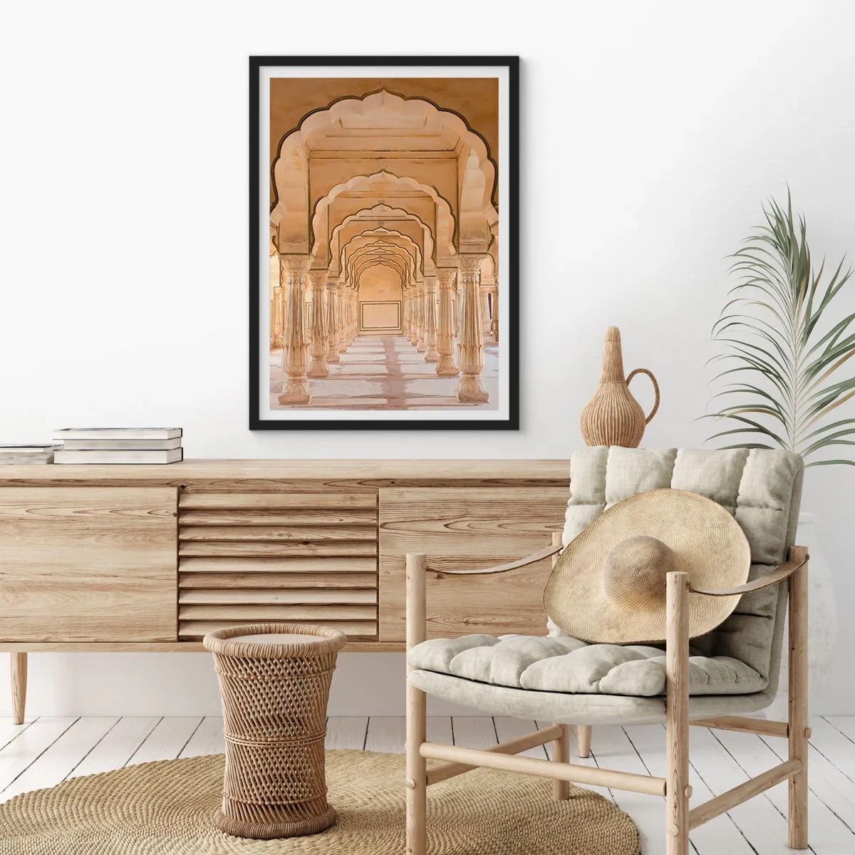 Pôster com moldura preta - Simetria oriental - 50x70cm - No palácio do marajá - Decoração de parede moderna para a sala de estar e quarto ARTTOR