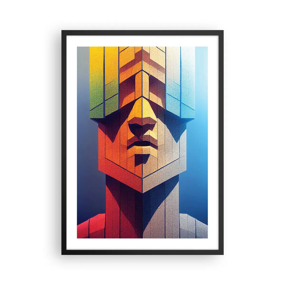 Pôster com moldura preta - Um rosto monumental em estilo geométrico - 50x70cm - Um homem de princípios - Decoração de parede moderna para a sala de estar e quarto ARTTOR