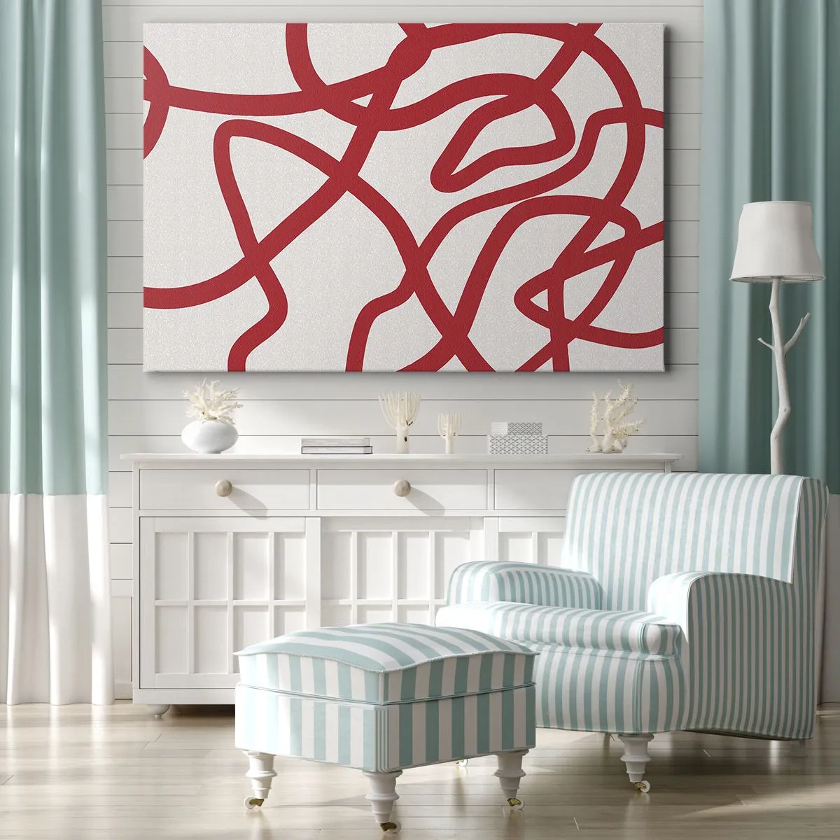 Quadro em tela - Vermelho em branco - 70x50 cm