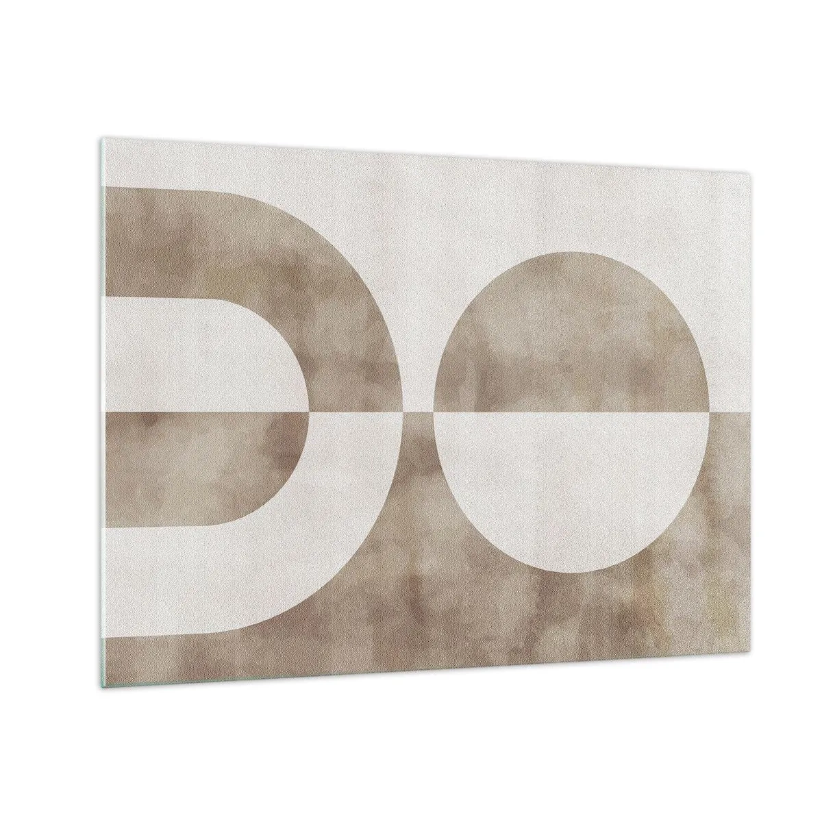 Quadro em vidro - Geometria bege com um semicírculo e um círculo em um fundo horizontal - 70x50cm - Semelhanças e diferenças - Decoração de parede moderna para a sala de estar e quarto ARTTOR