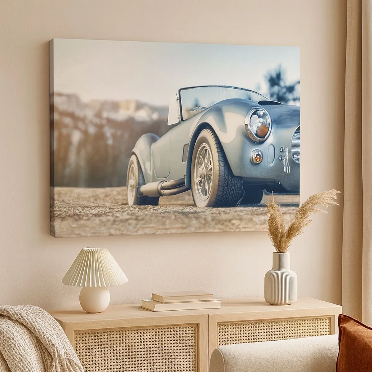 Quadro em tela - Carro conversível clássico em um cenário pitoresco - 70x50cm - Porque o estilo conta - Decoração de parede moderna para a sala de estar e quarto ARTTOR