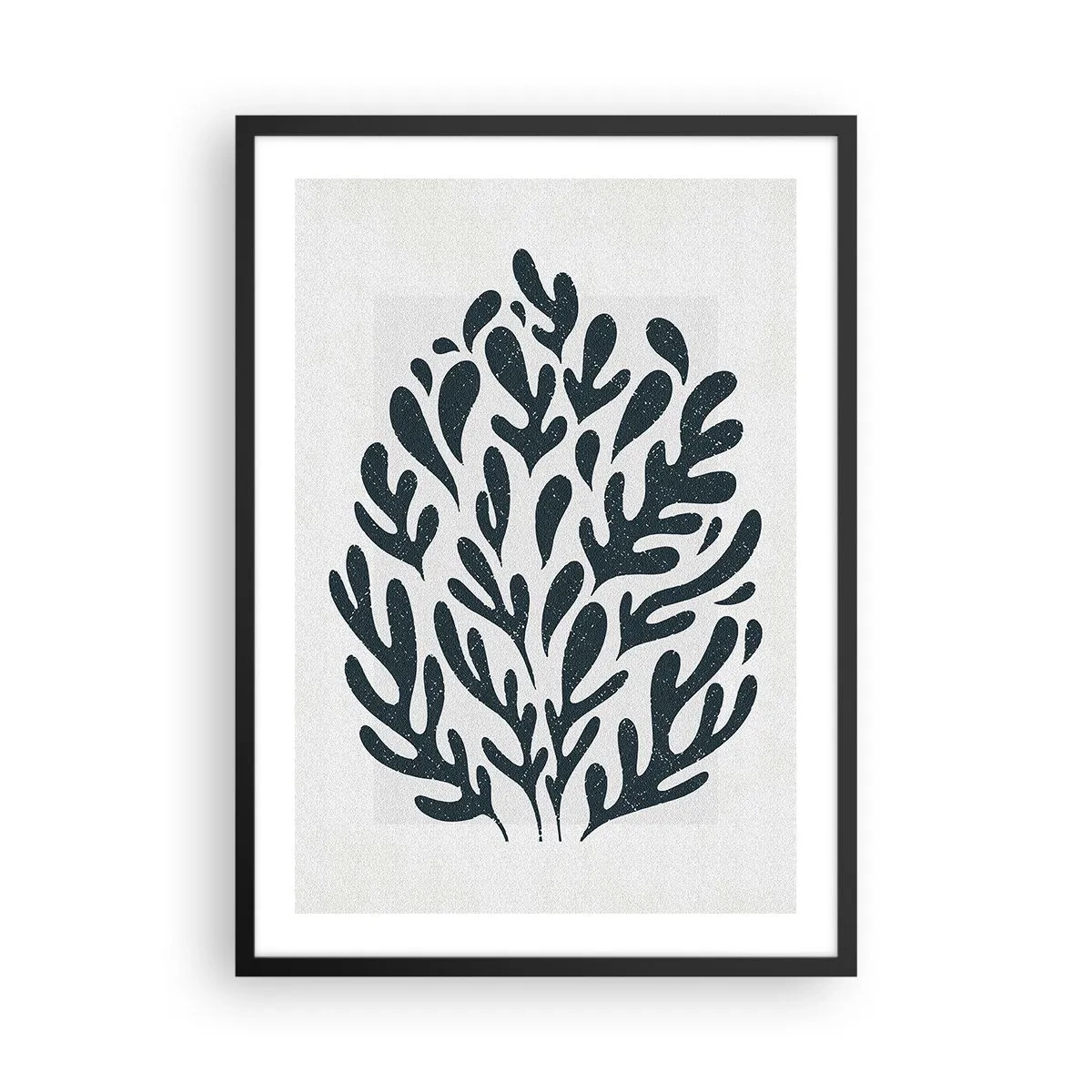 Pôster com moldura preta - Composição de planta preta sobre fundo claro - 50x70cm - Formas da natureza - Decoração de parede moderna para a sala de estar e quarto ARTTOR