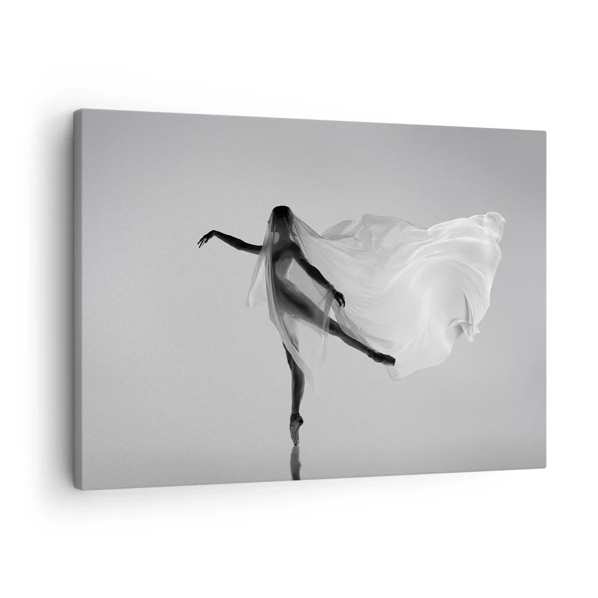 Quadro em tela - Uma dançarina em pose etérea com tecido esvoaçante - 70x50cm - Leveza e graça - Decoração de parede moderna para a sala de estar e quarto ARTTOR