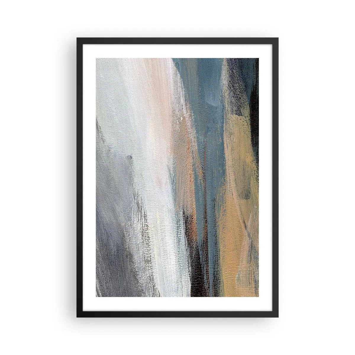 Pôster com moldura preta - Uma composição abstrata em cores suaves - 50x70cm - Abstração: paisagem do norte - Decoração de parede moderna para a sala de estar e quarto ARTTOR
