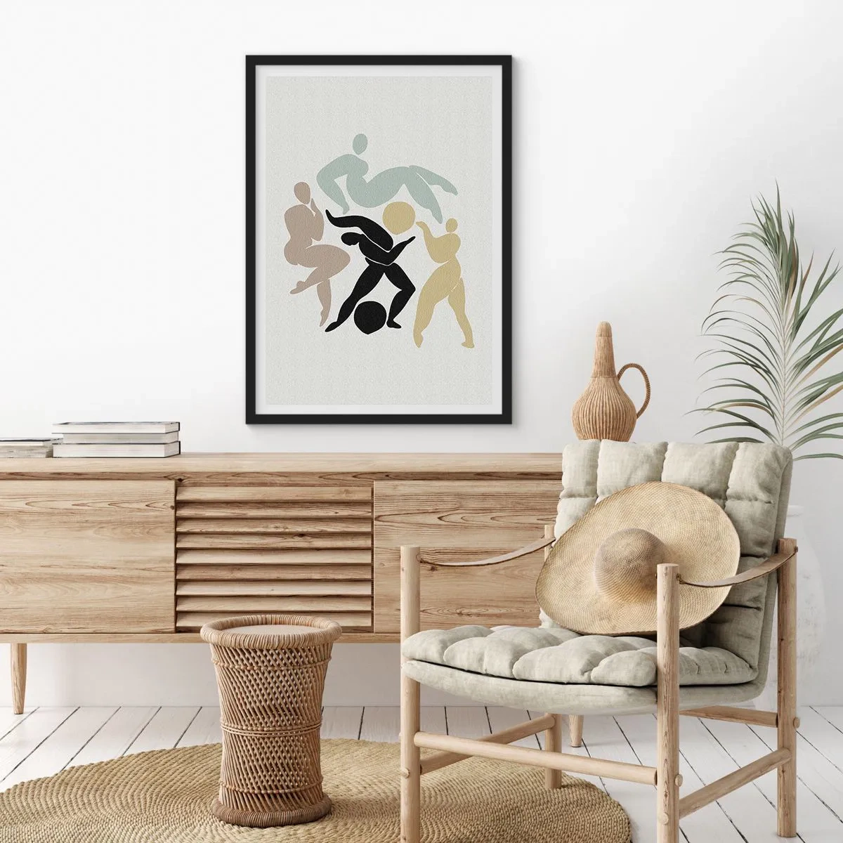 Pôster com moldura preta - Silhuetas abstratas de figuras em movimento dinâmico - 50x70cm - Exercício para saúde e beleza - Decoração de parede moderna para a sala de estar e quarto ARTTOR
