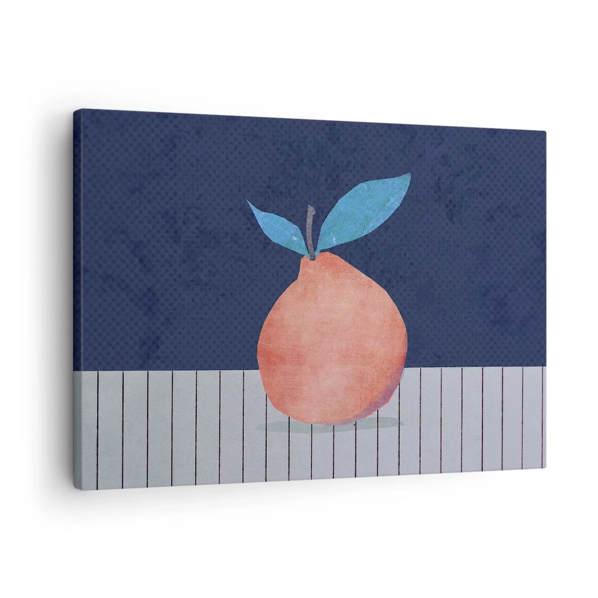 Quadro em tela - Fruta abstrata sobre um fundo de cores contrastantes e linhas retas. - 70x50cm - Convexidade e plano - Decoração de parede moderna para a sala de estar e quarto ARTTOR