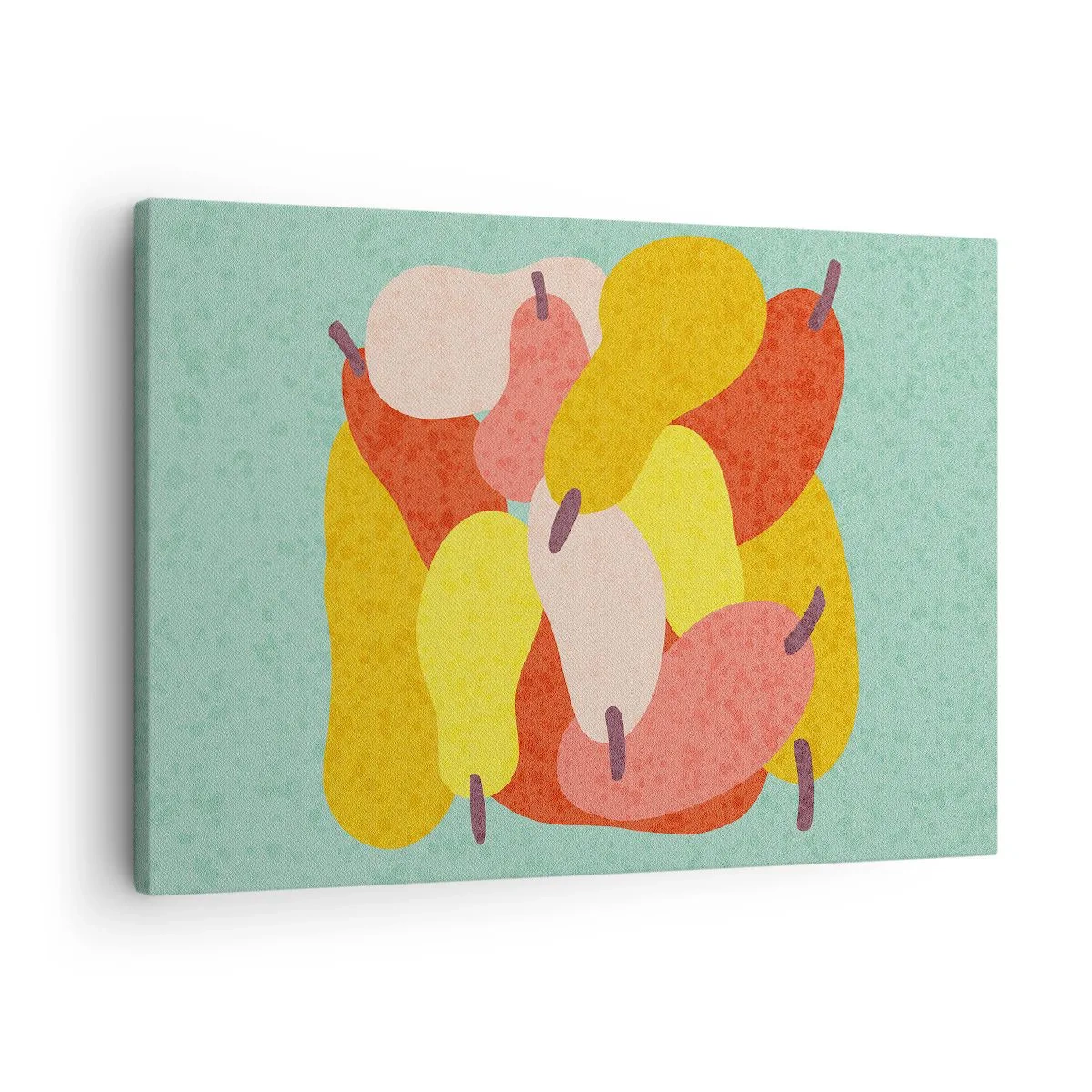 Quadro em tela - Peras abstratas coloridas em um fundo verde - 70x50cm - Experimente o sol de verão - Decoração de parede moderna para a sala de estar e quarto ARTTOR