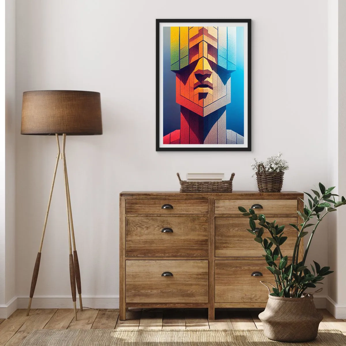 Pôster com moldura preta - Um rosto monumental em estilo geométrico - 50x70cm - Um homem de princípios - Decoração de parede moderna para a sala de estar e quarto ARTTOR