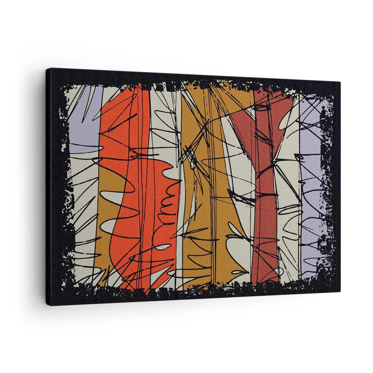 Quadro em tela - Composição abstrata em cores intensas - 70x50cm - Composição espontânea - Decoração de parede moderna para a sala de estar e quarto ARTTOR