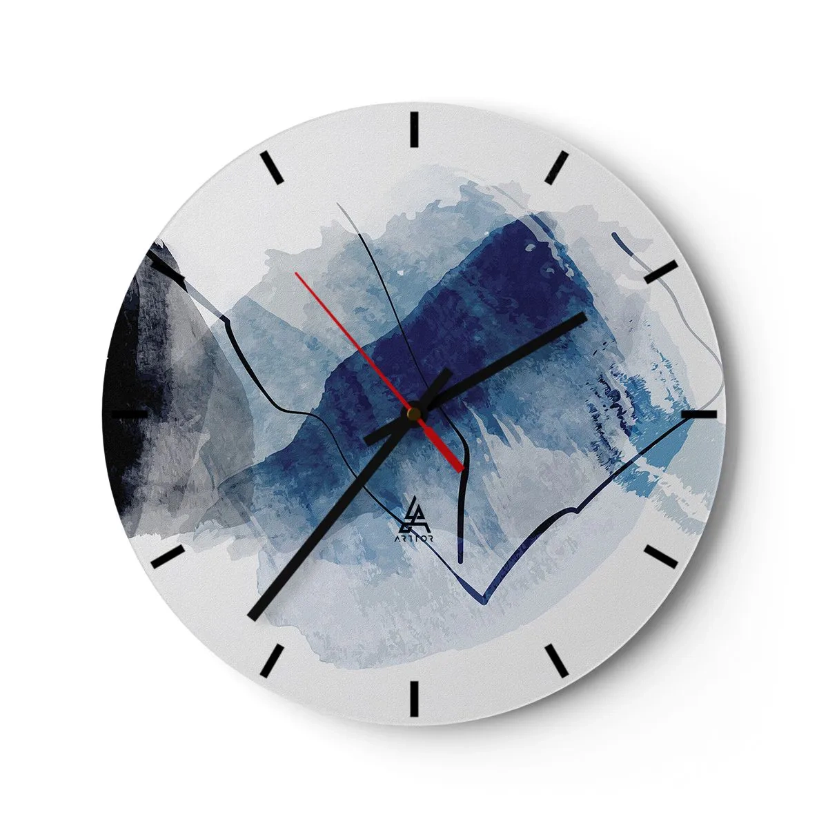 Relógio de parede - Relógio em vidro - Uma forma abstrata azul que lembra um iceberg - 30x30cm - Iceberg - Decoração de parede moderna para a sala de estar, cozinha e quarto ARTTOR