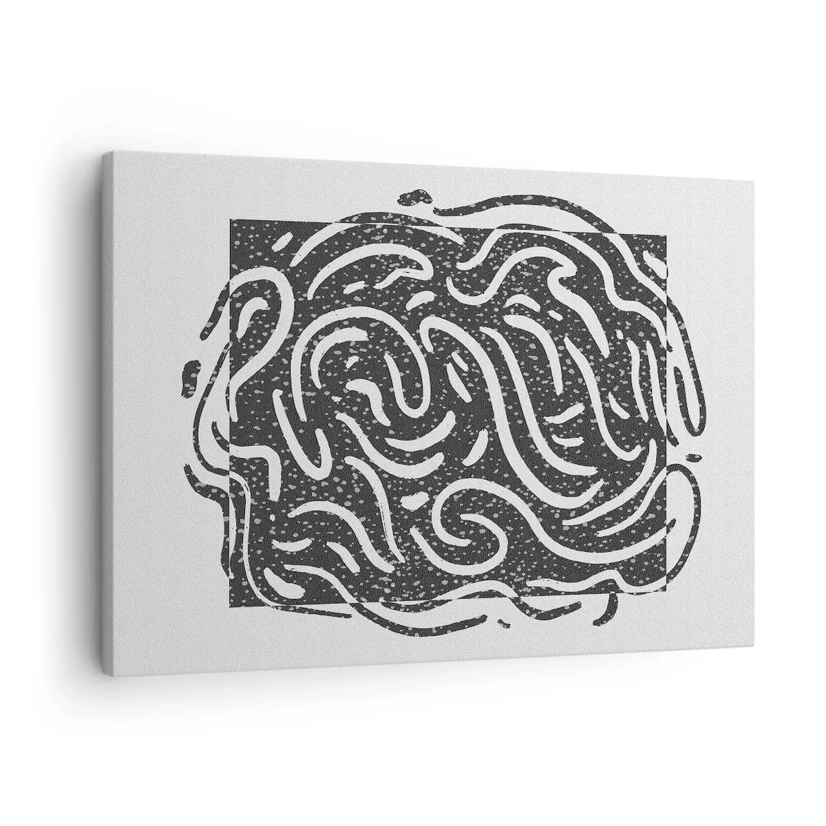 Quadro em tela - Abstração em preto e branco em estilo geométrico - 70x50cm - Resumo: dança da alegria - Decoração de parede moderna para a sala de estar e quarto ARTTOR