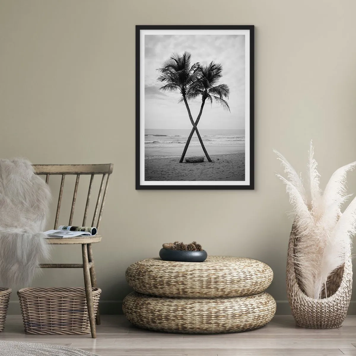 Pôster com moldura preta - Retiro escandinavo - 50x70cm - Sentiu a presença - Decoração de parede moderna para a sala de estar e quarto ARTTOR