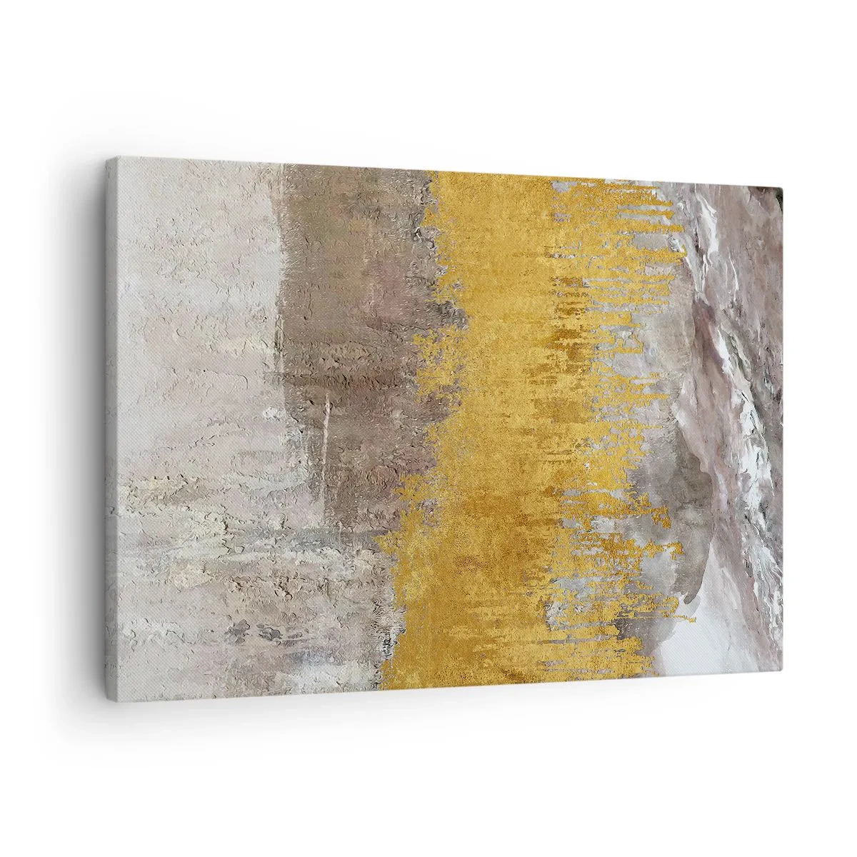 Quadro em tela - Padrão abstrato dourado e bege - 70x50cm - Uma explosão dourada - Decoração de parede moderna para a sala de estar e quarto ARTTOR