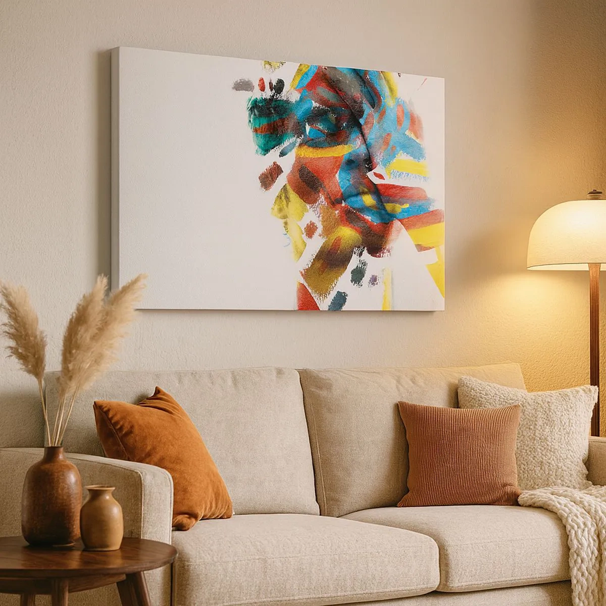 Quadro em tela - Retrato abstrato em cores vivas - 70x50cm - Personalidade colorida - Decoração de parede moderna para a sala de estar e quarto ARTTOR