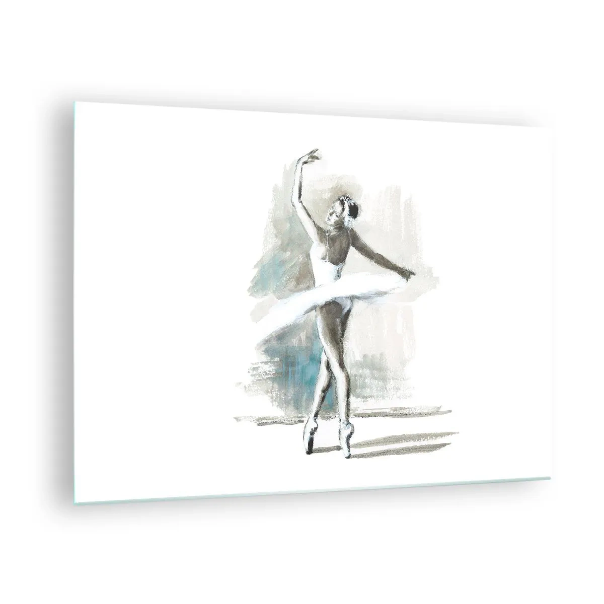 Quadro em vidro - Uma bailarina em uma pose de dança clássica - 70x50cm - Encantada num cisne - Decoração de parede moderna para a sala de estar e quarto ARTTOR