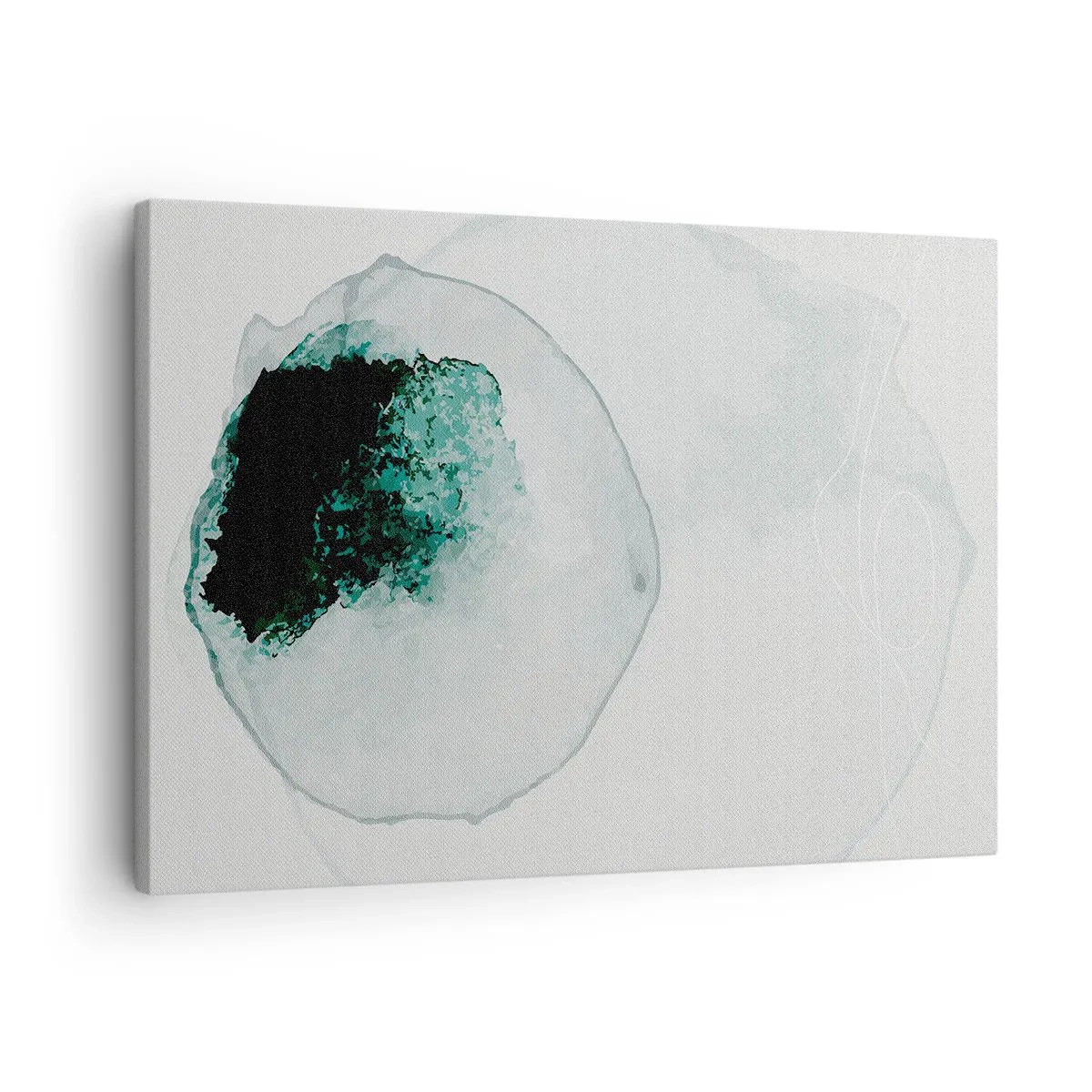 Quadro em tela - Gota de água abstrata com tons de verde e preto - 70x50cm - Numa gota d'água - Decoração de parede moderna para a sala de estar e quarto ARTTOR