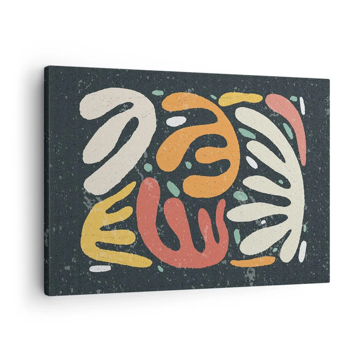 Quadro em tela - Formas abstratas em cores quentes sobre fundo escuro - 70x50cm - Composição – estou prestes a pegar-te - Decoração de parede moderna para a sala de estar e quarto ARTTOR