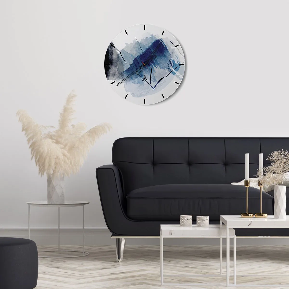 Relógio de parede - Relógio em vidro - Uma forma abstrata azul que lembra um iceberg - 30x30cm - Iceberg - Decoração de parede moderna para a sala de estar, cozinha e quarto ARTTOR