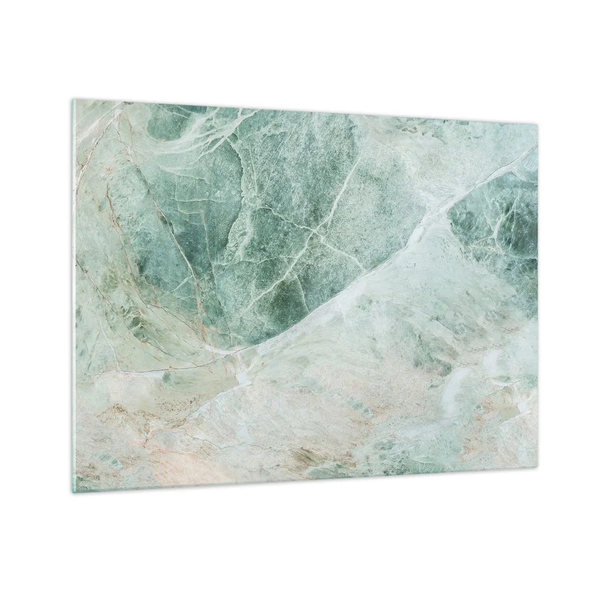 Quadro em vidro - Textura verde-bege que lembra pedra natural - 70x50cm - A nobre frieza da pedra - Decoração de parede moderna para a sala de estar e quarto ARTTOR