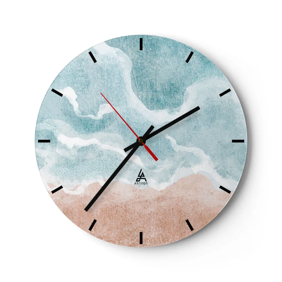 Relógio de parede - Relógio em vidro - Abstração pastel que lembra céu e areia - 30x30cm - Abstração de nuvem - Decoração de parede moderna para a sala de estar, cozinha e quarto ARTTOR
