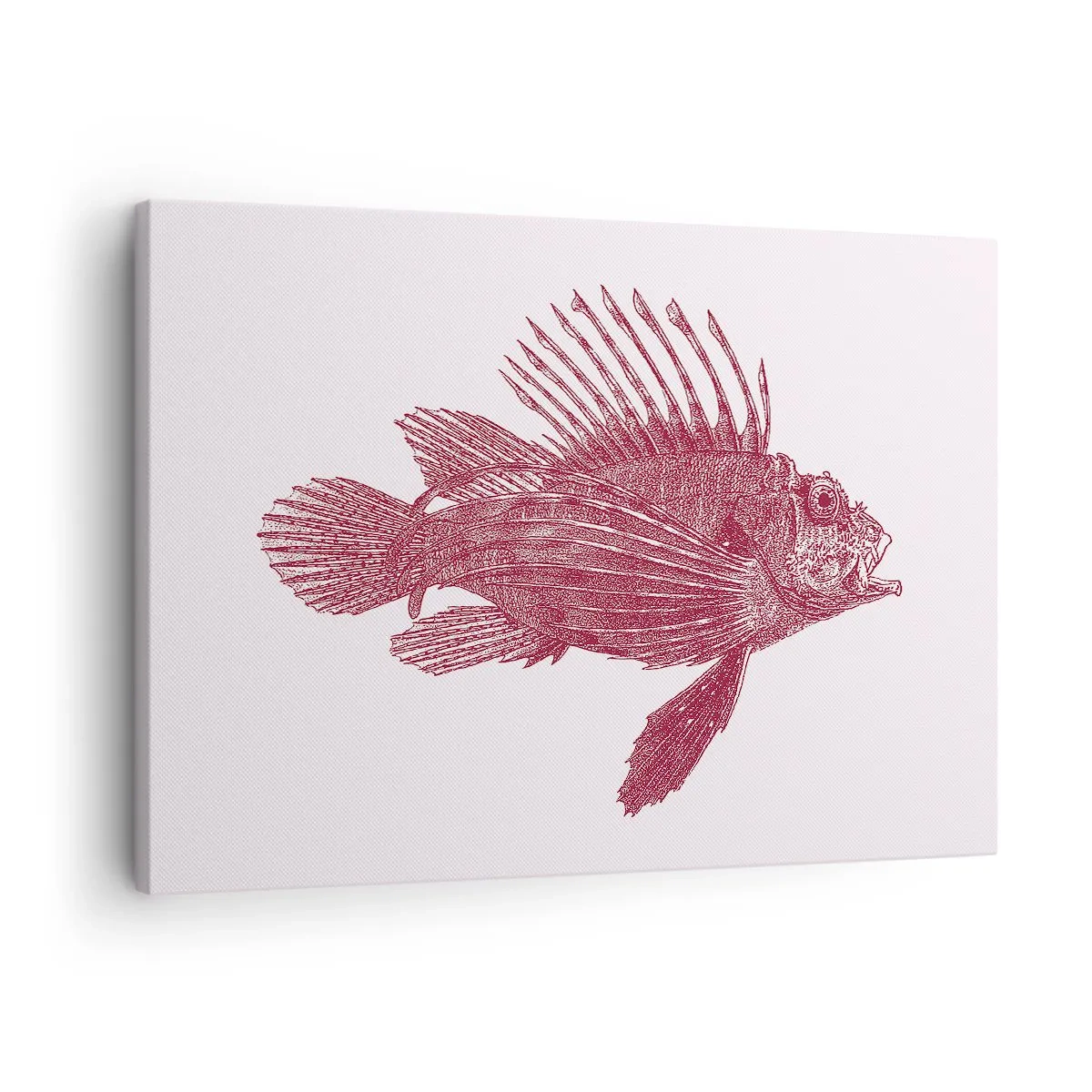 Quadro em tela - Desenho de um peixe em tom vermelho - 70x50cm - Um habitante de águas exóticas - Decoração de parede moderna para a sala de estar e quarto ARTTOR