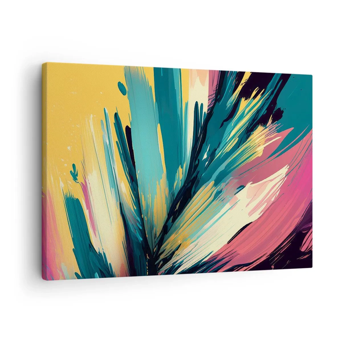 Quadro em tela - Uma composição abstrata em cores intensas e contrastantes. - 70x50cm - Composição – uma explosão de alegria - Decoração de parede moderna para a sala de estar e quarto ARTTOR