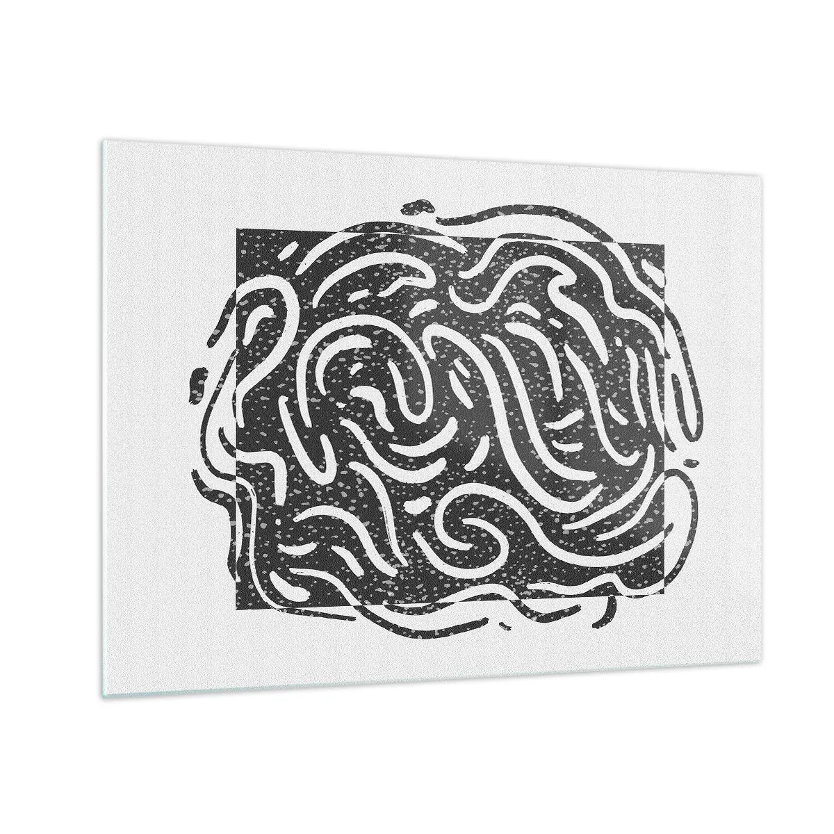Quadro em vidro - Linhas e pontos abstratos dinâmicos criando uma forma energética - 70x50cm - Resumo: dança da alegria - Decoração de parede moderna para a sala de estar e quarto ARTTOR