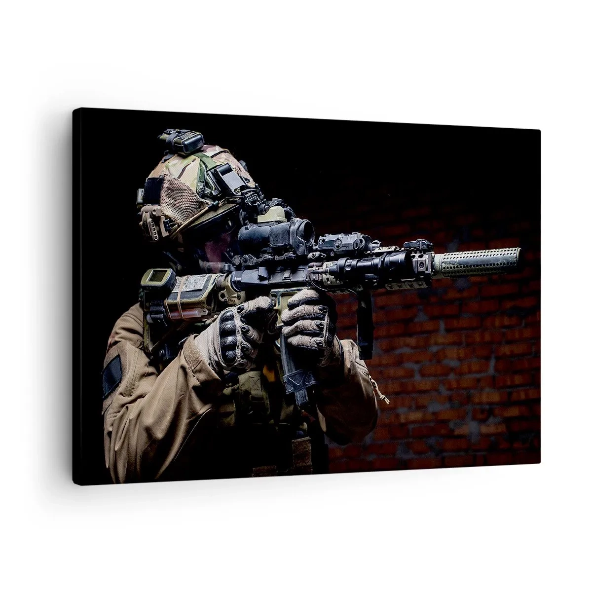 Quadro em tela - Um soldado com equipamento completo e um rifle - 70x50cm - Mortalmente eficaz - Decoração de parede moderna para a sala de estar e quarto ARTTOR