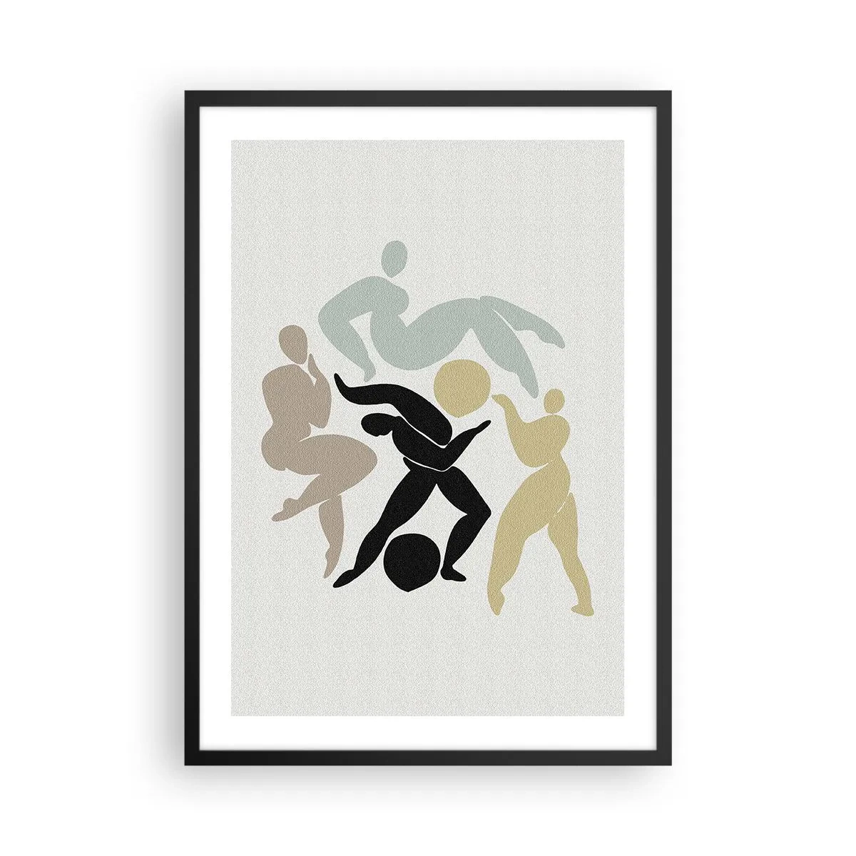 Pôster com moldura preta - Silhuetas abstratas de figuras em movimento dinâmico - 50x70cm - Exercício para saúde e beleza - Decoração de parede moderna para a sala de estar e quarto ARTTOR