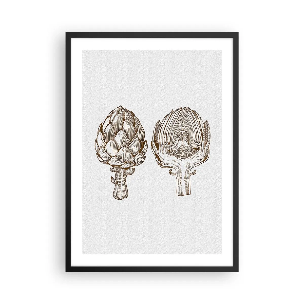 Pôster com moldura preta - Ilustração vintage de duas alcachofras - 50x70cm - Aula de anatomia - Decoração de parede moderna para a sala de estar e quarto ARTTOR