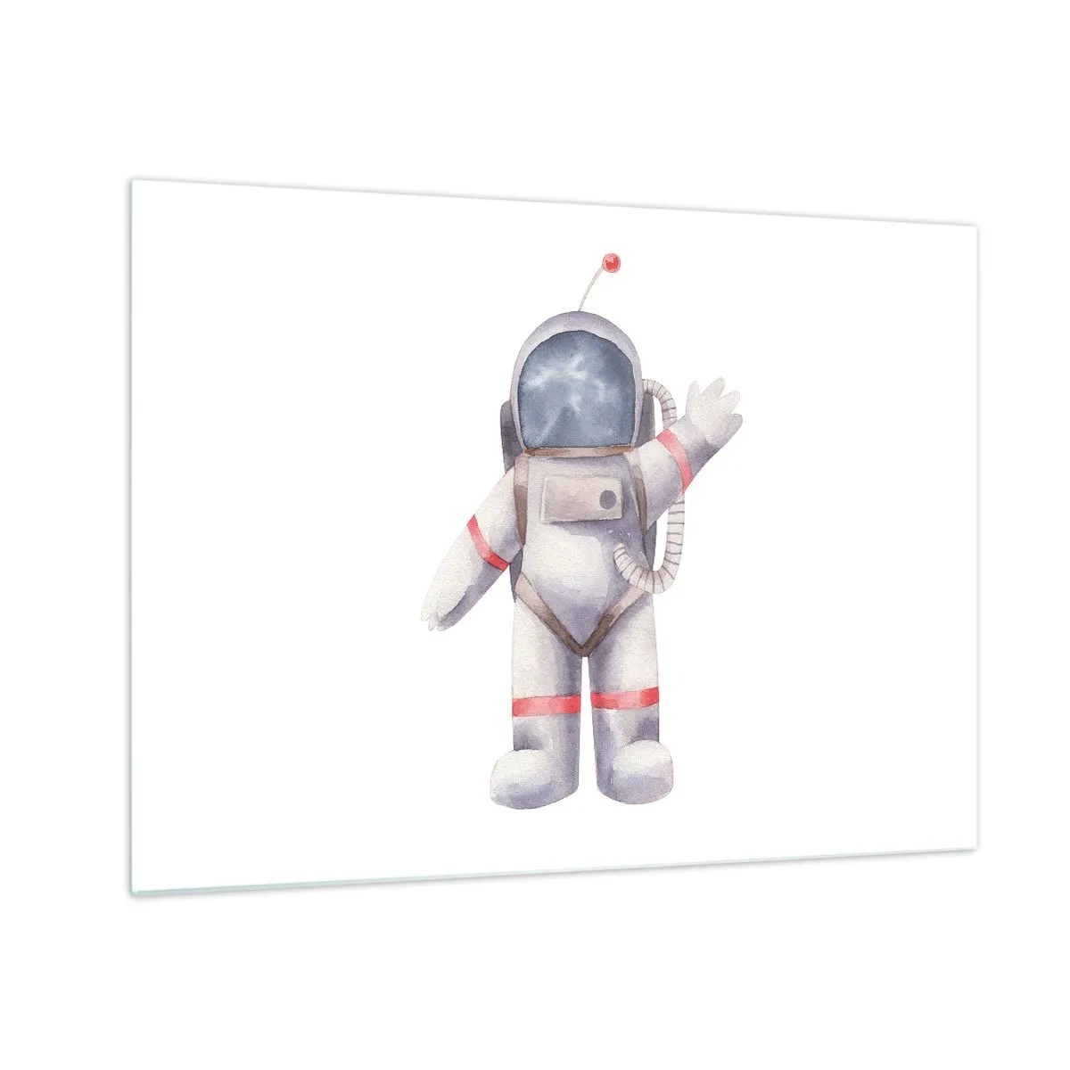 Quadro em vidro - Astronauta acenando no espaço - 70x50cm - Por enquanto é isso! - Decoração de parede moderna para a sala de estar e quarto ARTTOR