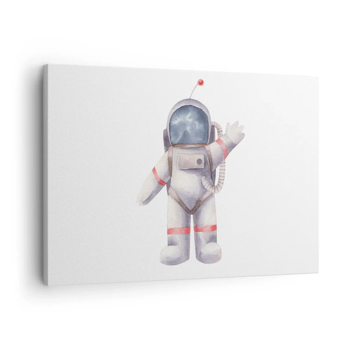 Quadro em tela - Astronauta estilo aquarela em fundo branco - 70x50cm - Por enquanto é isso! - Decoração de parede moderna para a sala de estar e quarto ARTTOR