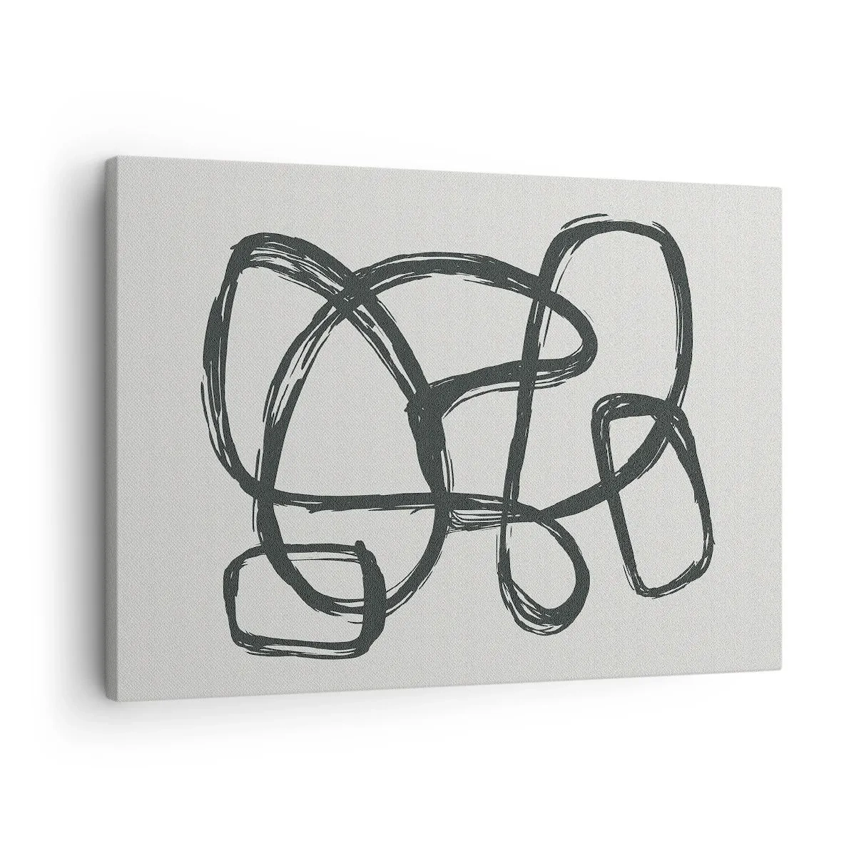 Quadro em tela - Linhas abstratas criando formas livres em um fundo claro - 70x50cm - Abstração em loop - Decoração de parede moderna para a sala de estar e quarto ARTTOR